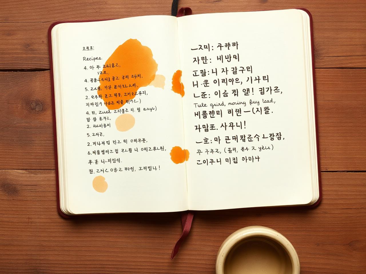 어머니께 받은 레시피 노트예요. 첫 장은 1980년에 쓰셨어요. 저는 거기서 한 글자도 못 바꿉니다.